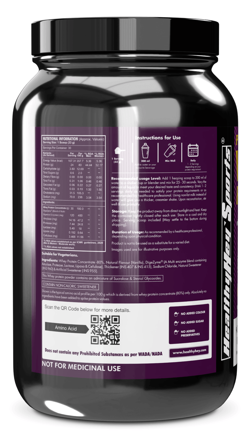 Whey Protein Concentrate - 80% Protein with Digestive Enzymes