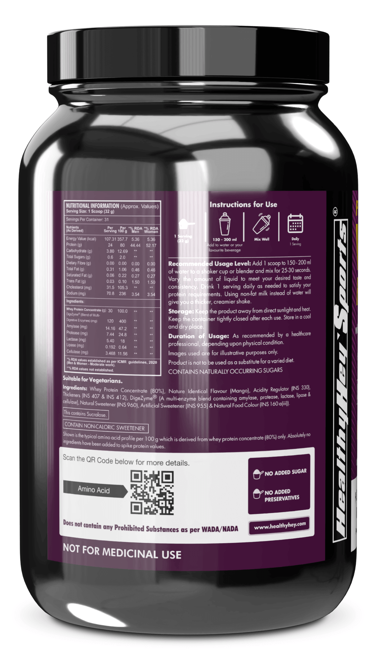 Whey Protein Concentrate - 80% Protein with Digestive Enzymes