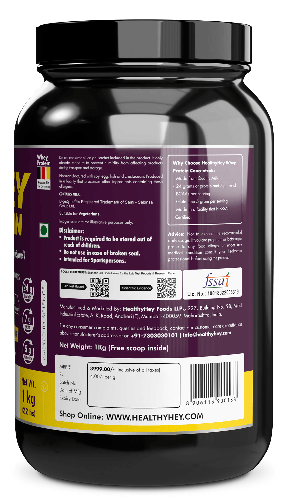 Whey Protein Concentrate - 80% Protein with Digestive Enzymes