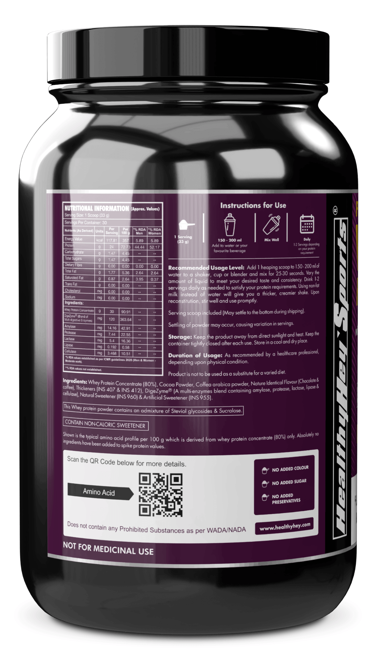Whey Protein Concentrate - 80% Protein with Digestive Enzymes