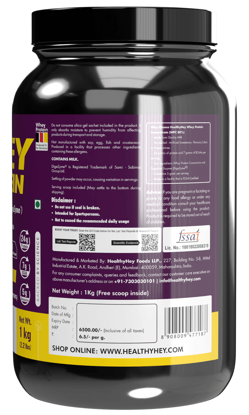 Whey Protein Concentrate - 80% Protein with Digestive Enzymes