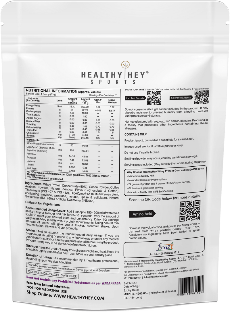 Whey Protein Concentrate - 80% Protein with Digestive Enzymes