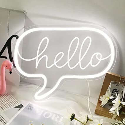 Hello Neon Sign (White_Hello) Neonsignsindia