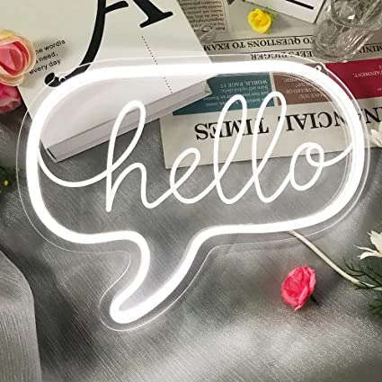 Hello Neon Sign (White_Hello) Neonsignsindia