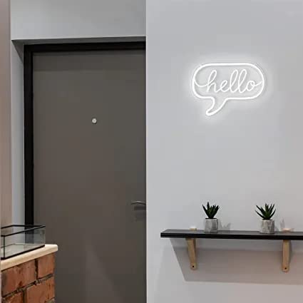 Hello Neon Sign (White_Hello) Neonsignsindia