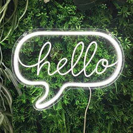 Hello Neon Sign (White_Hello) Neonsignsindia
