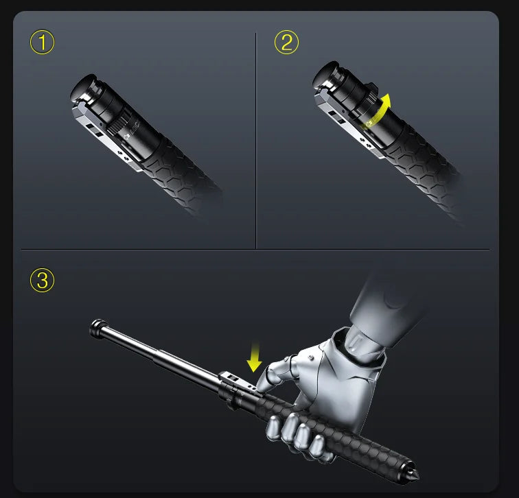 Baton | Safe Hiking Heavy Metal Stick Rod | Automatic Retractable Hiking Stick - Enhanced Self-Defense Rod | Unique Model Available only on Indian Slingshot