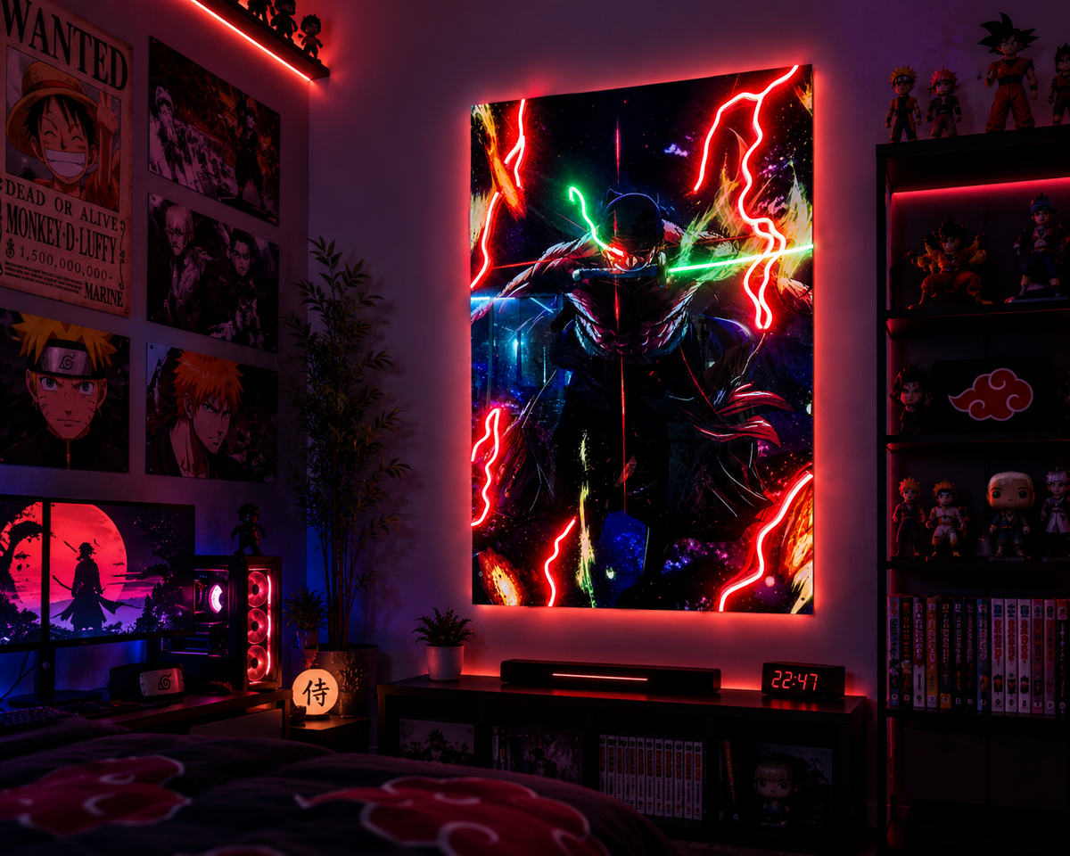 Roronoa Zoro Neon LED Panel - Room Setup
