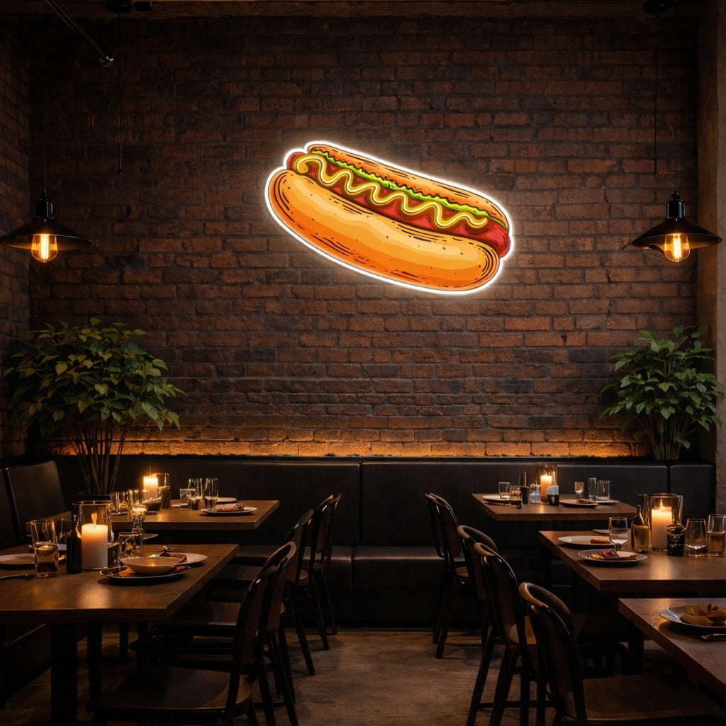 Hot Dog Neon Wall Light – Street Food Glow Neonsignsindia