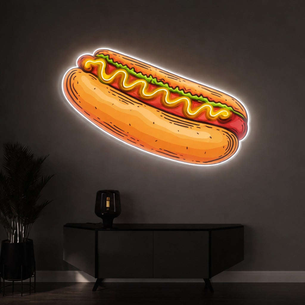 Hot Dog Neon Wall Light – Street Food Glow Neonsignsindia