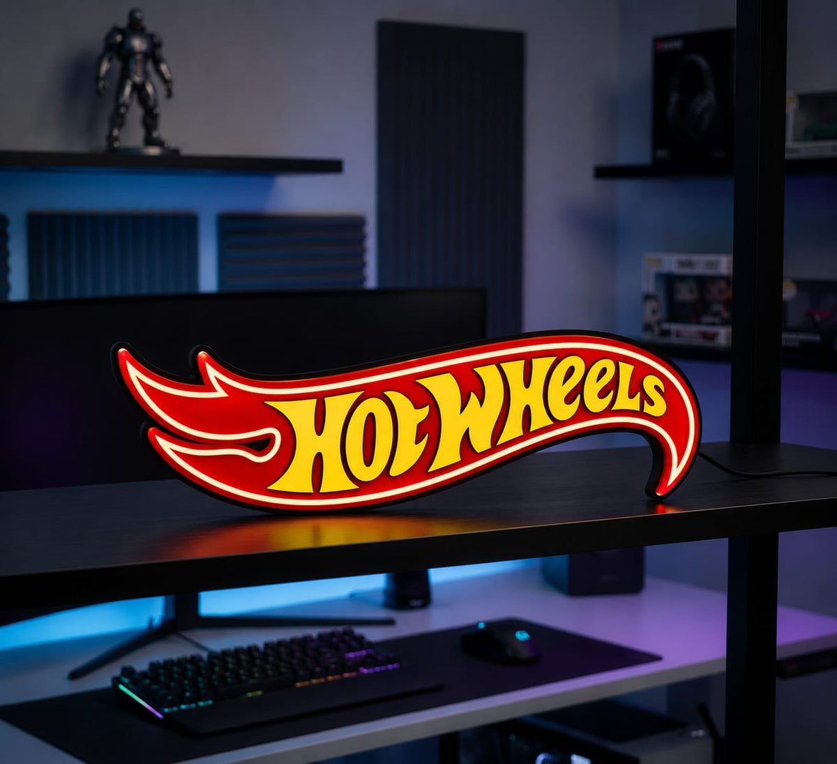 Hot Wheels LED Neon Desk Lamp – Retro Racing Night Light