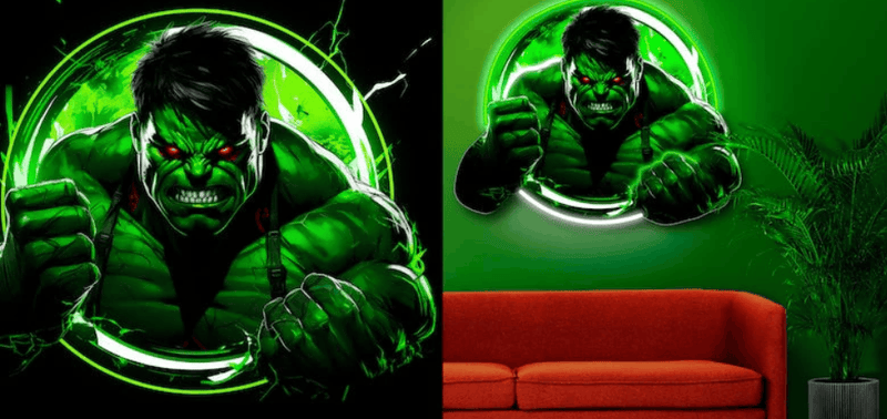 Hulk Gamma Rage Neon Wall Art – Green Power LED Superhero Light | Neon Signs India — Image 2