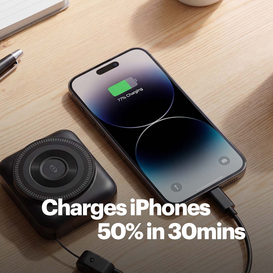 Omni Go 10000mAh Magnetic Wireless Powerbank with Built-in Type-C Cable
