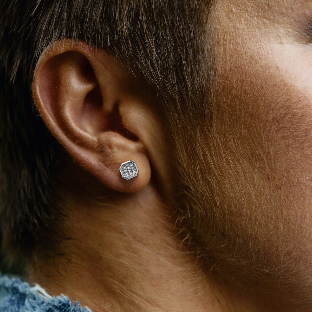 Iced Meiko Stud | 925 Sterling Silver, AAA Grade Cubic Zirconia, Rhodium Plating & Glossy Finish
