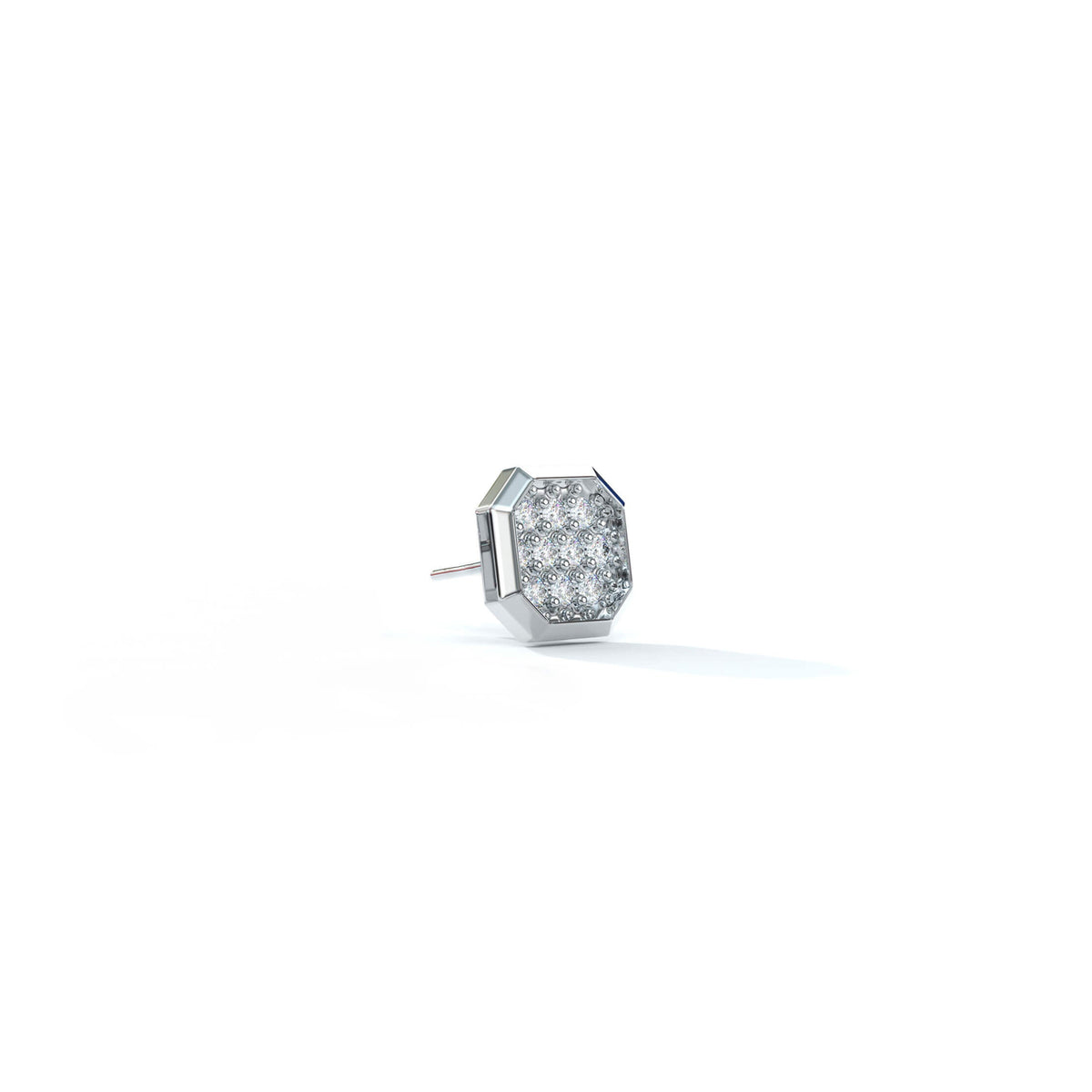 Iced Meiko Stud | 925 Sterling Silver, AAA Grade Cubic Zirconia, Rhodium Plating & Glossy Finish