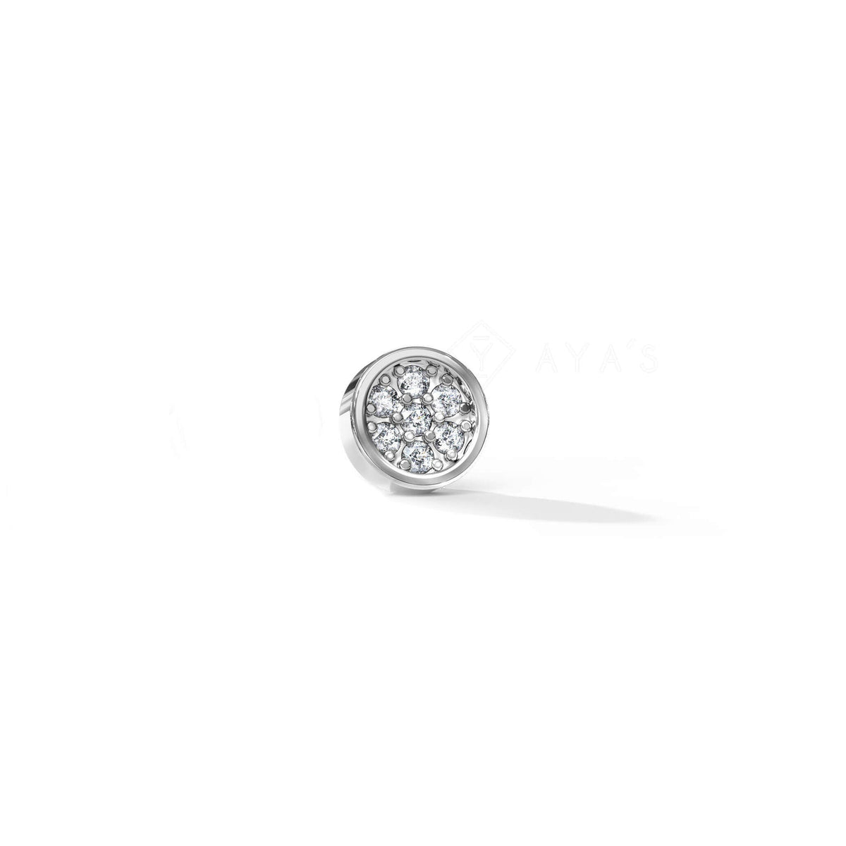 Iced Tuvs Stud Earring (Single Stud) | 925 Sterling Silver, AAA Grade Cubic Zirconia, Rhodium Plating & Glossy Finish