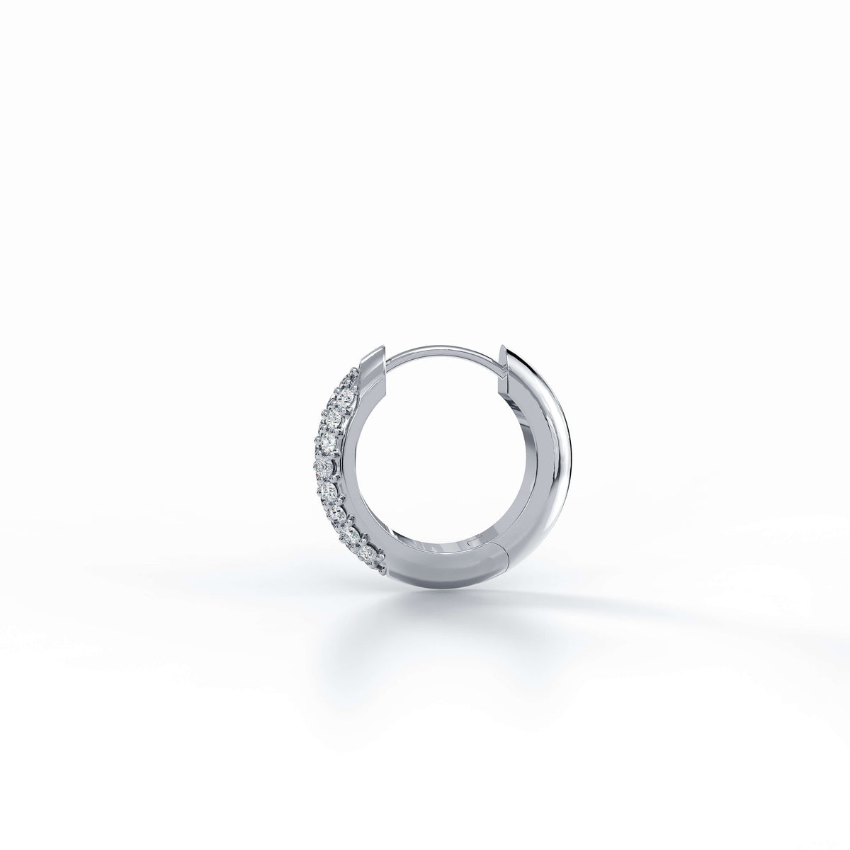 Iced Zyre Hoop Earring (Single Piece) | 925 Sterling Silver, AAAA Grade Cubic Zirconia, Glossy Finish