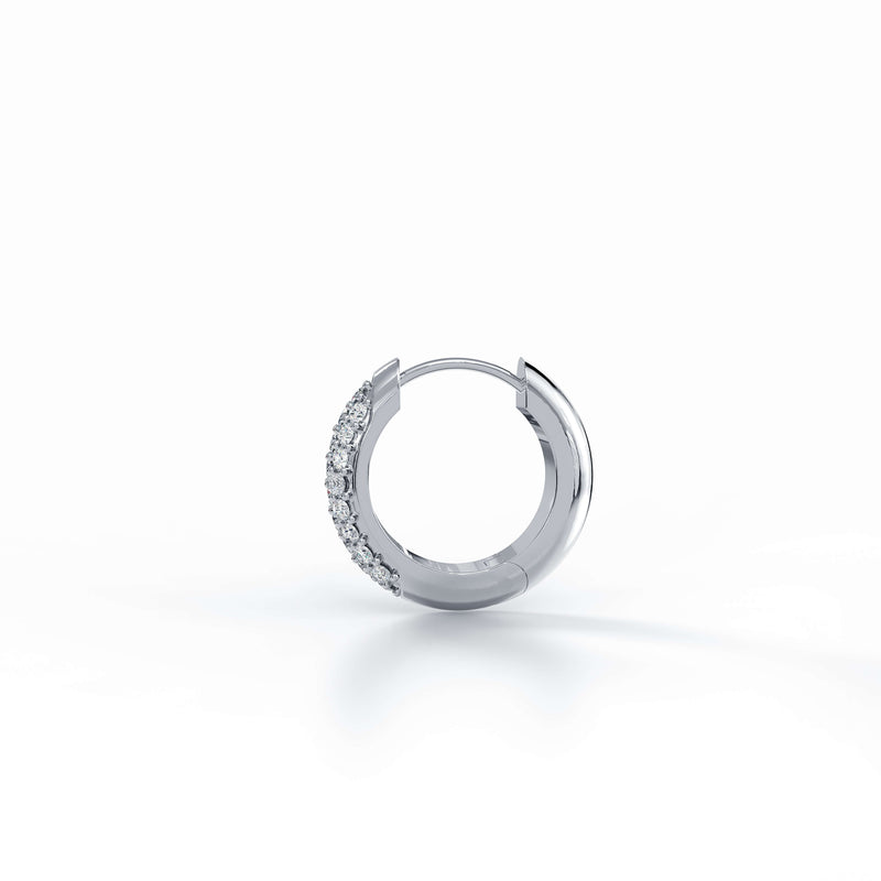 Iced Zyre Hoop Earring (Single Piece) | 925 Sterling Silver, AAAA Grade Cubic Zirconia, Glossy Finish