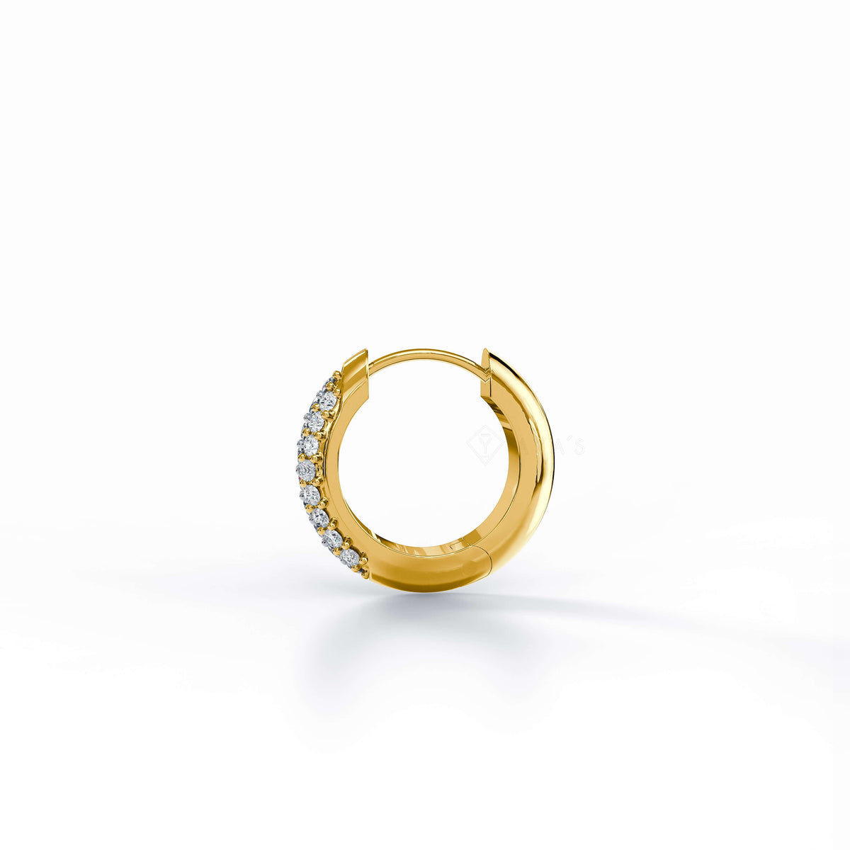 Iced Zyre Hoop Earring (Single Piece) | 925 Sterling Silver, AAAA Grade Cubic Zirconia, Glossy Finish