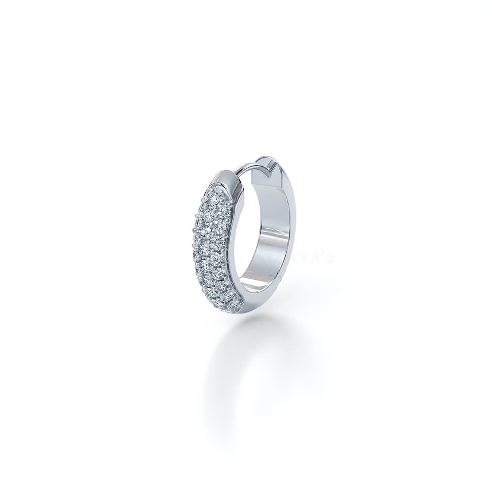 Iced Zyre Hoop Earring (Single Piece) | 925 Sterling Silver, AAAA Grade Cubic Zirconia, Glossy Finish