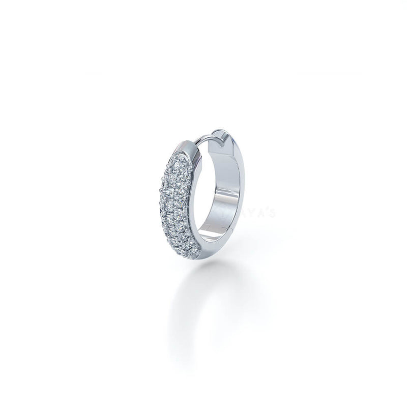 Iced Zyre Hoop Earring (Single Piece) | 925 Sterling Silver, AAAA Grade Cubic Zirconia, Glossy Finish