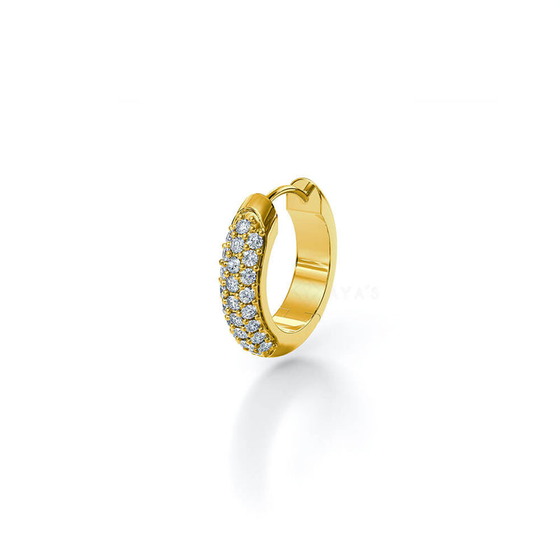 Iced Zyre Hoop Earring (Single Piece) | 925 Sterling Silver, AAAA Grade Cubic Zirconia, Glossy Finish