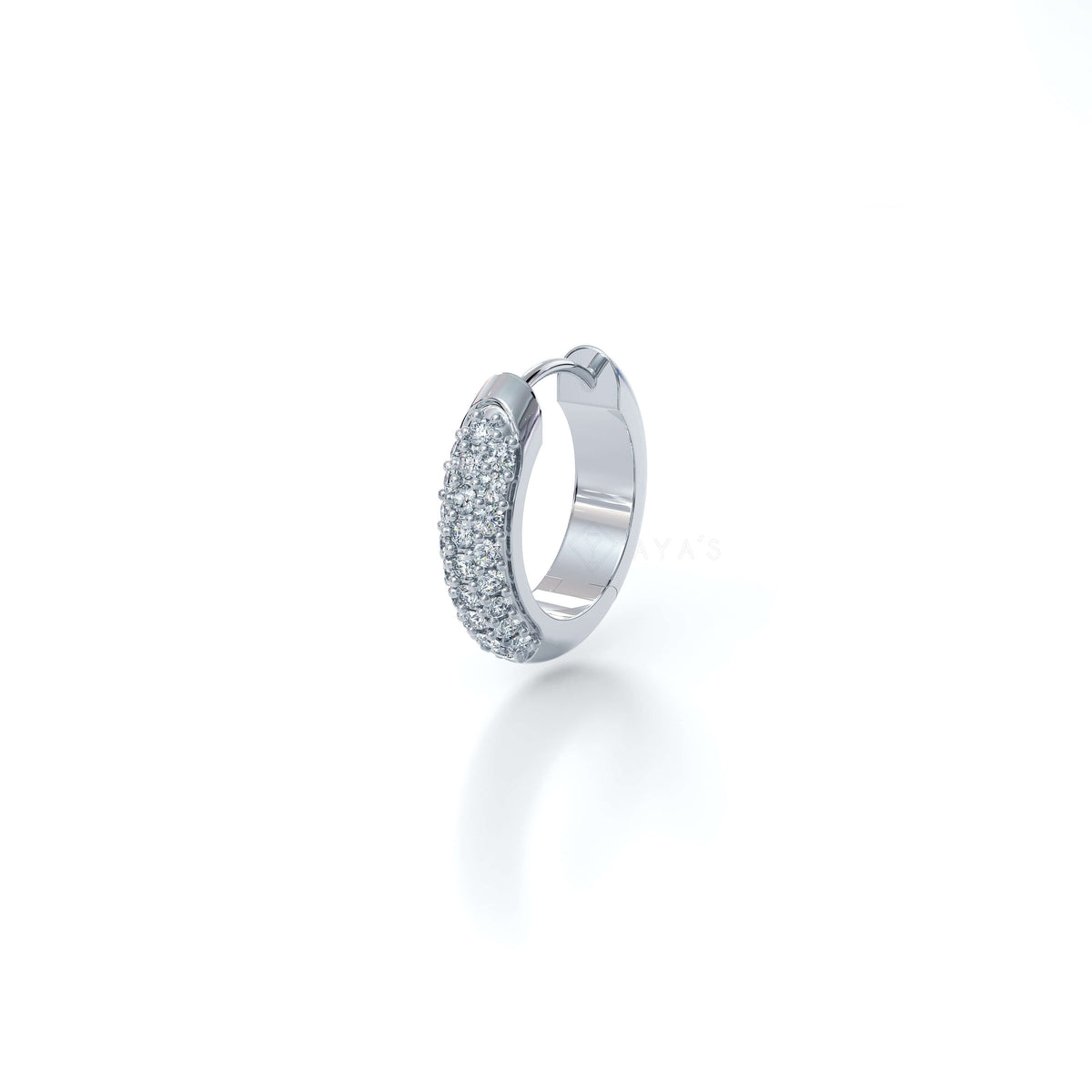 Iced Zyre Hoop Earring (Single Piece) | 925 Sterling Silver, AAAA Grade Cubic Zirconia, Glossy Finish