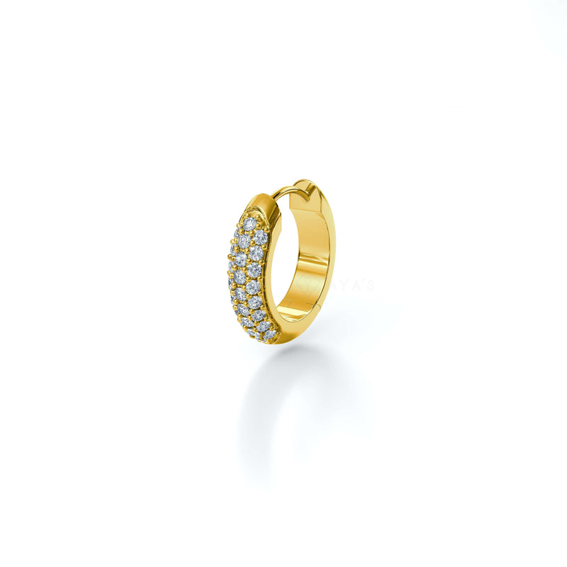 Iced Zyre Hoop Earring (Single Piece) | 925 Sterling Silver, AAAA Grade Cubic Zirconia, Glossy Finish
