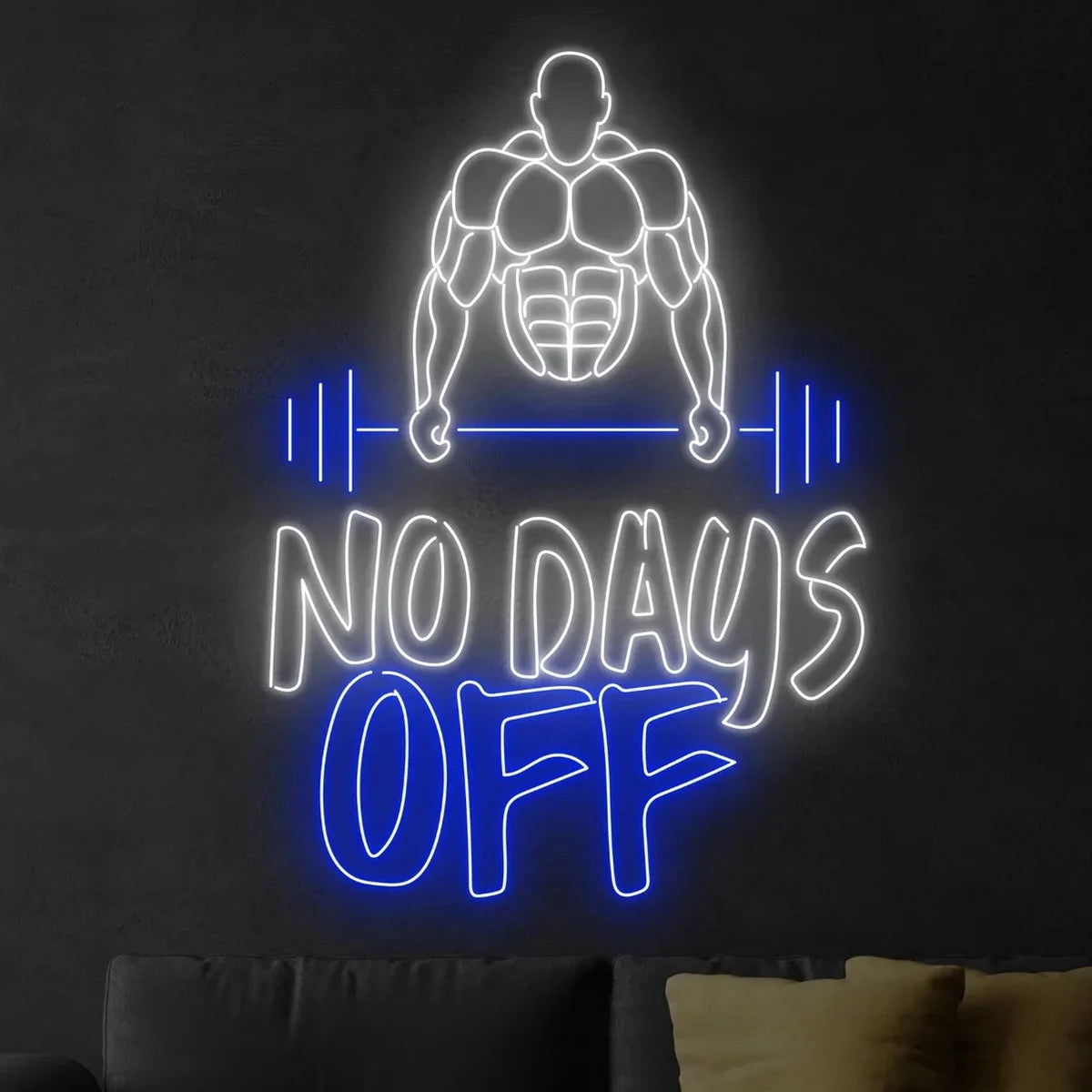 No Days Off LED Neon Sign | Gym Motivation Wall Light for Fitness Studios & Home Gyms-1