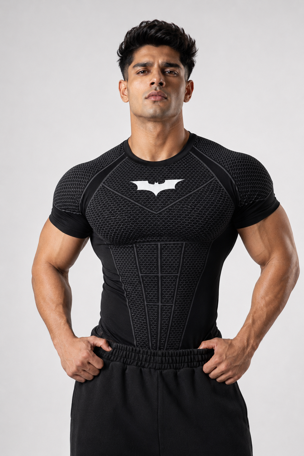 Black - Bat Abs - Cotton Lycra Compression