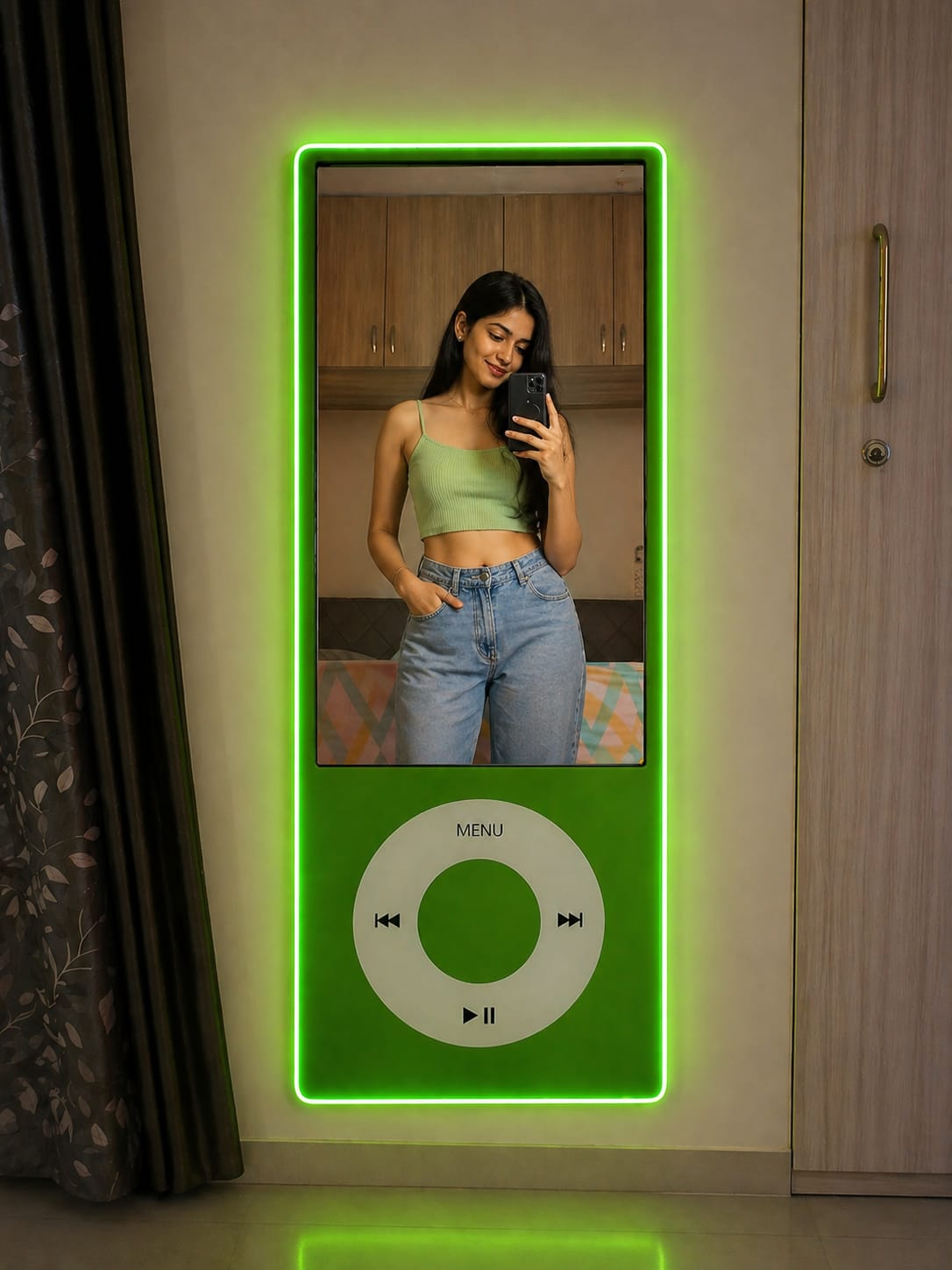 Mirror Neon Sign iPod - Green