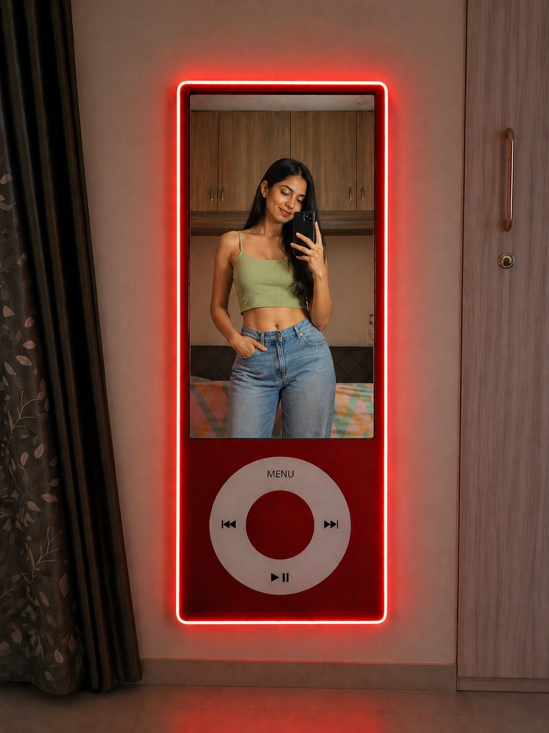 Mirror Neon Sign iPod - Red