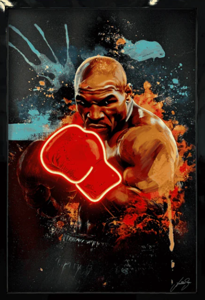 Iron Mike Tyson LED Wall Art | Legendary Boxer Pop Art Print with Dynamic Neon Glow Neonsignsindia