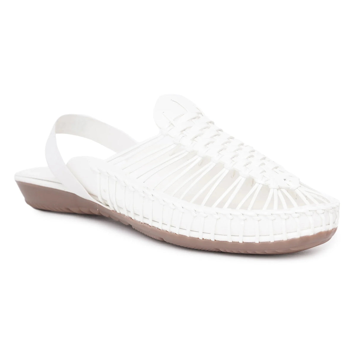 White Handcrafted Flat Sandal Clogs-5