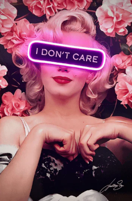 Marilyn "I DON'T CARE" Neon Wall Art | Iconic Diva Pop Art with Empowering LED Quote | Neon Signs India — Image 1
