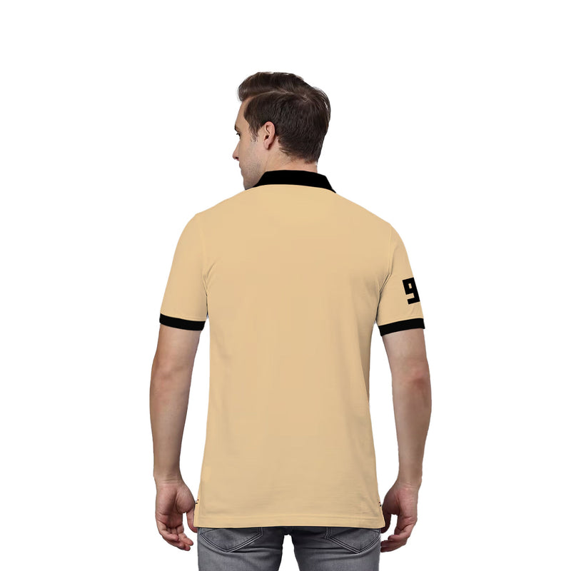 BEIGE POLO NECK T-SHIRT