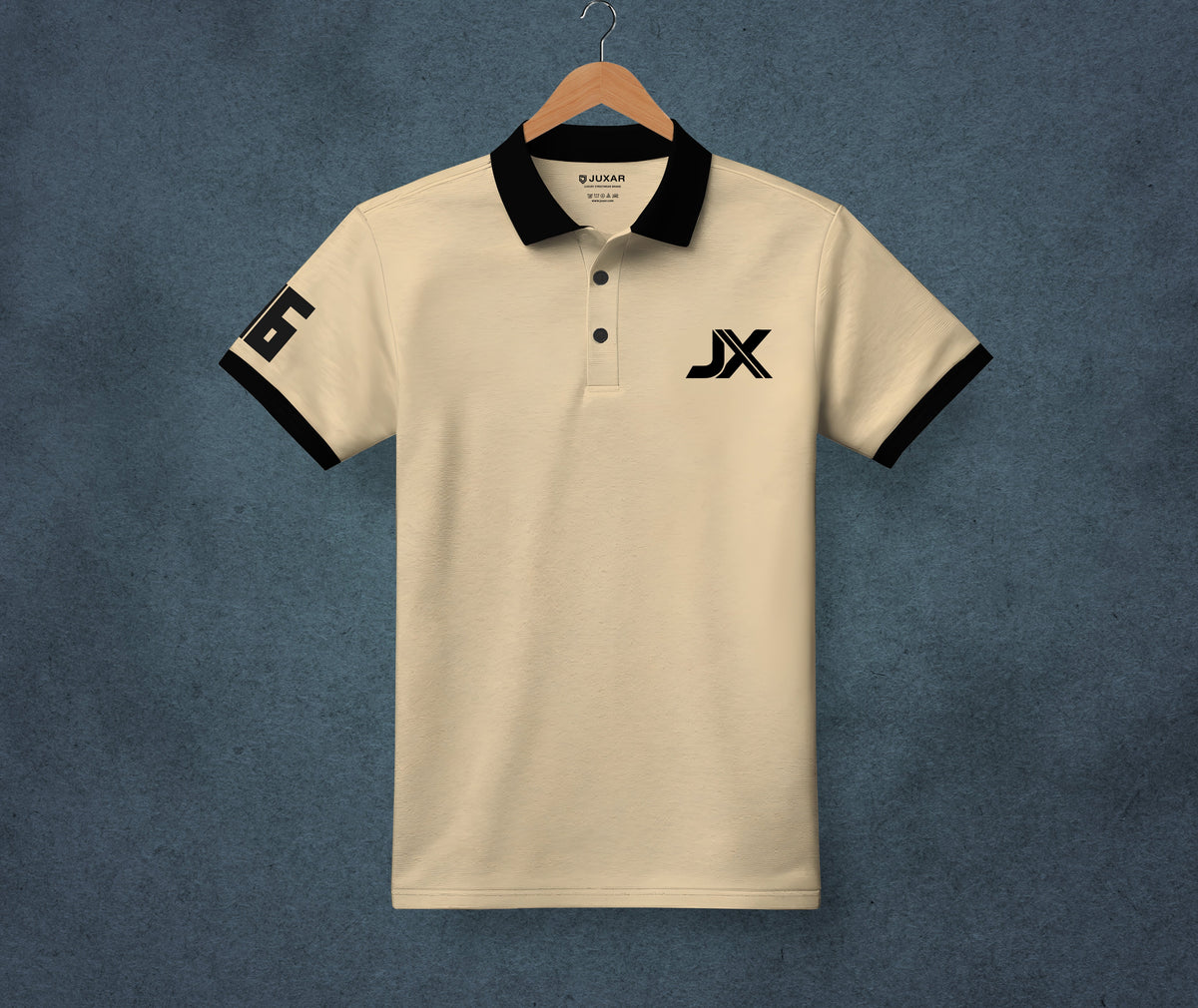 BEIGE POLO NECK T-SHIRT
