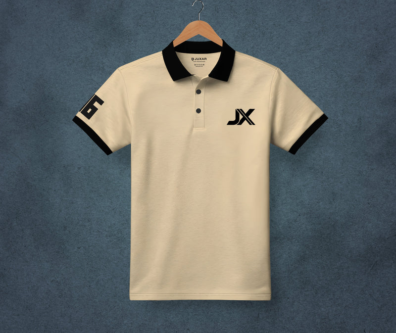BEIGE POLO NECK T-SHIRT