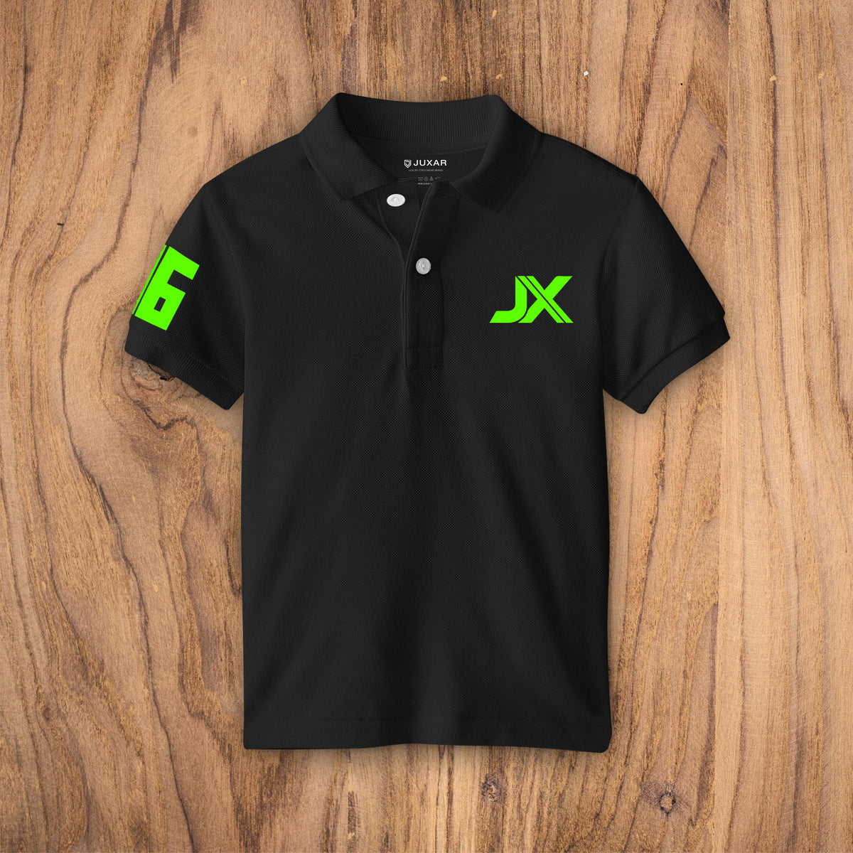 BLACK COTTON POLO T-SHIRT