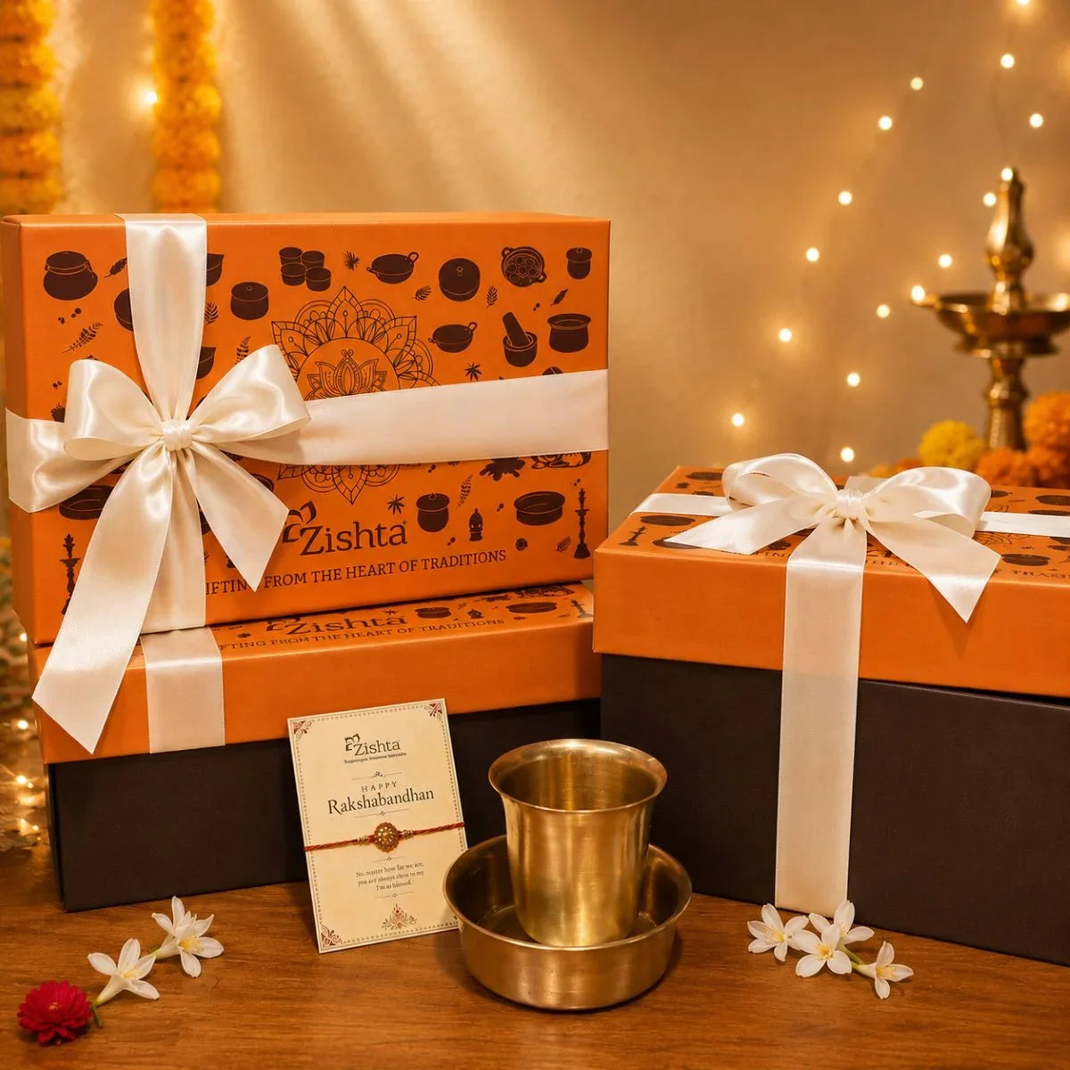 Kansa Davara Tumbler Gift Box. Zishta Festival Gifts.