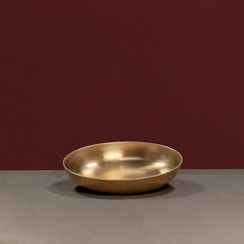 Kansa Snack Plate in a slightly slanting position-Zishta Traditional Bronze Serveware