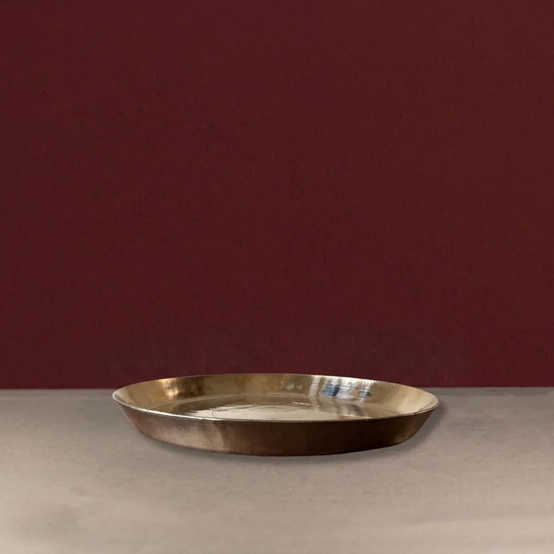 Kansa Thali Mridu. Handcrafted Dinner Plate-Zishta Traditional Dinnerware