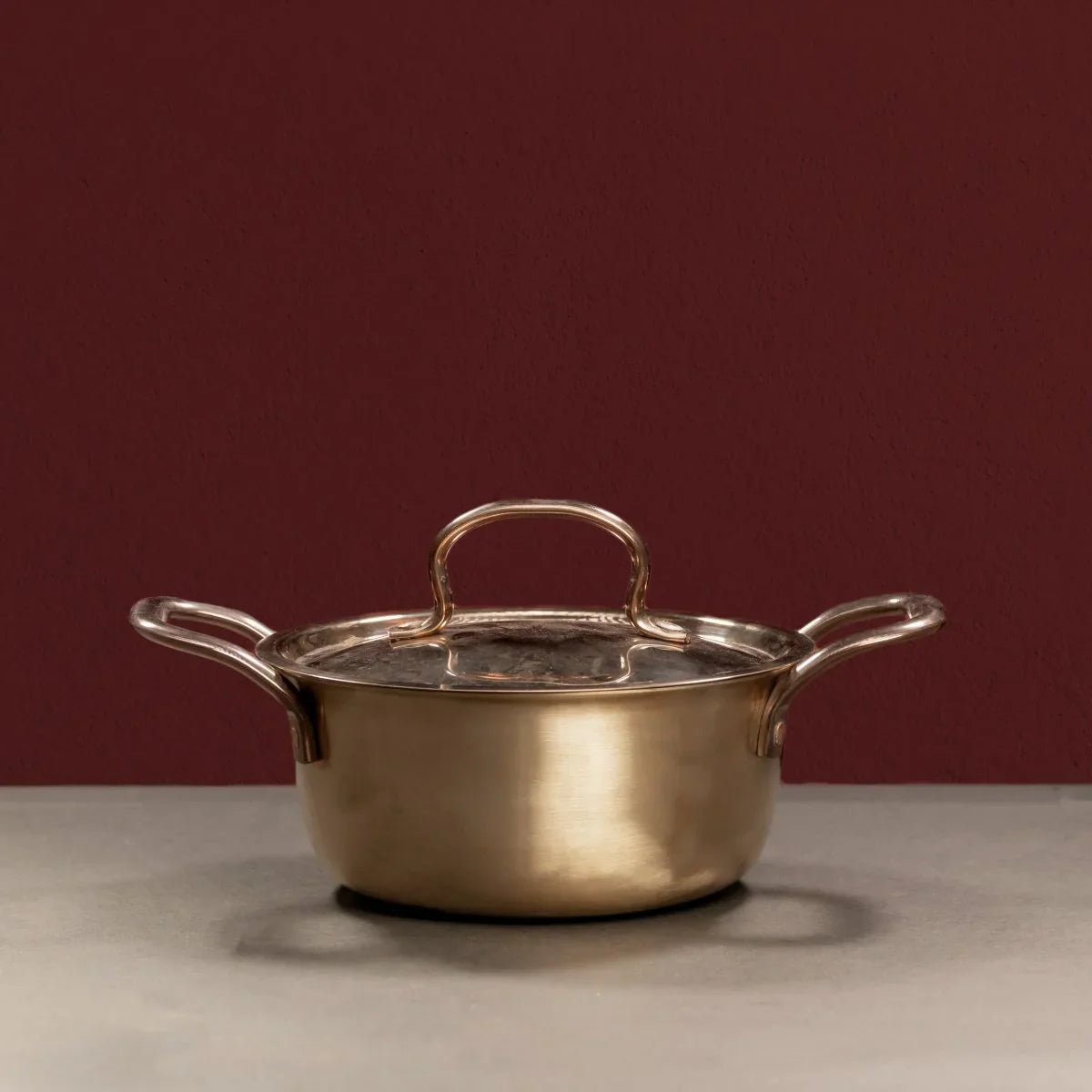 Kansa Tulsi Casserole Cooking Pot with Lid  Side View-Zishta Traditional Bronze Cookware
