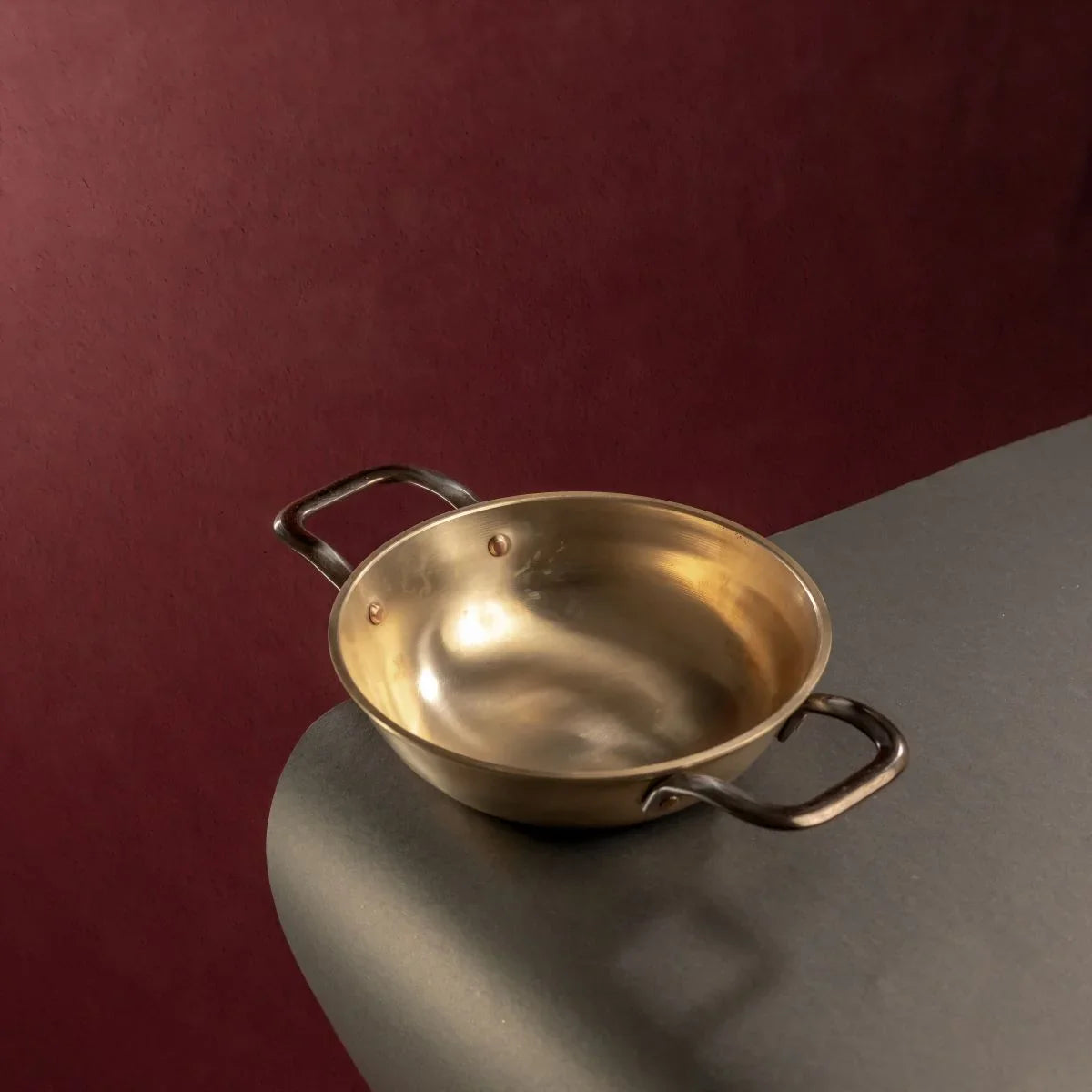 Kansa Tulsi Kadai with Heat Resistant Handles-1