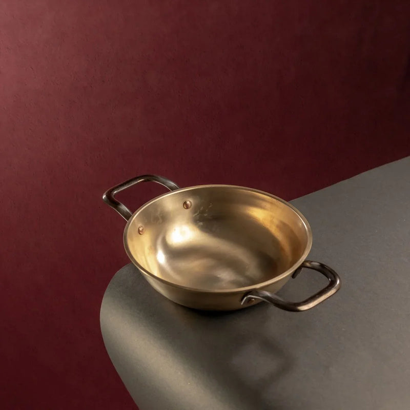 Kansa Tulsi Kadai with Heat Resistant Handles-1