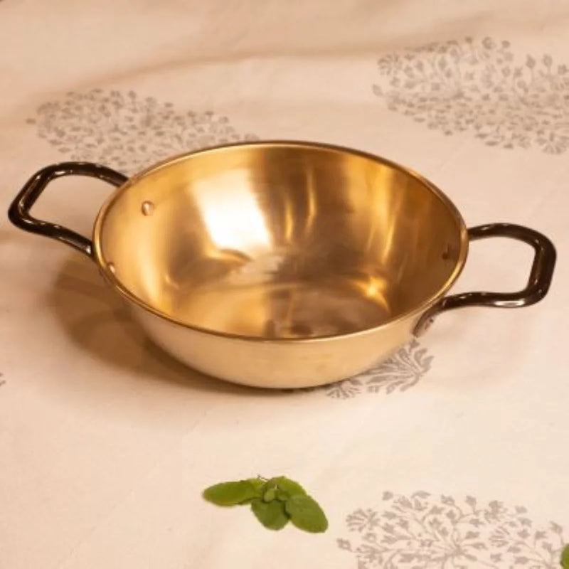 Kansa Tulsi Kadai with Heat Resistant Handles-4