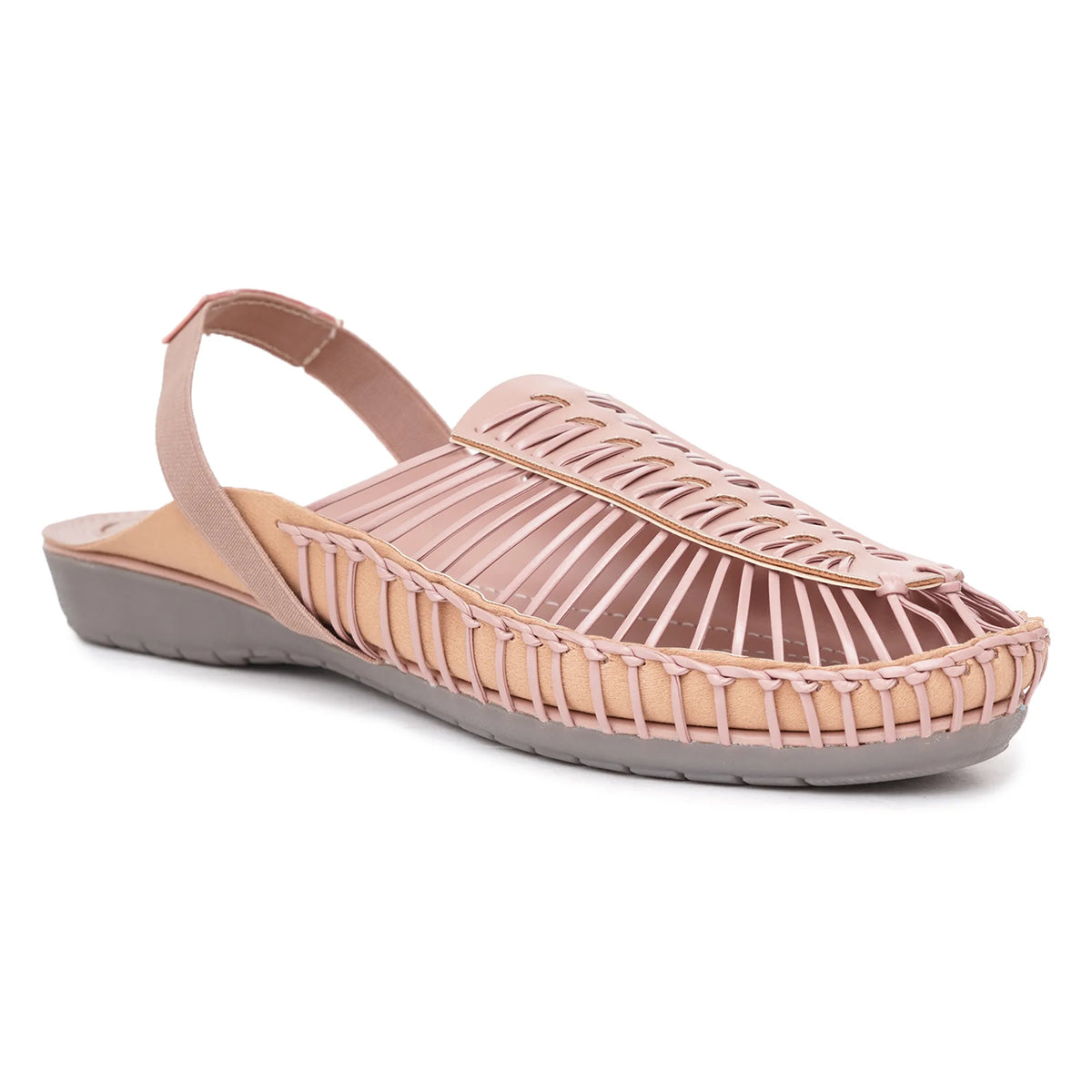 Peach Handcrafted Flat Sandal Clogs-5