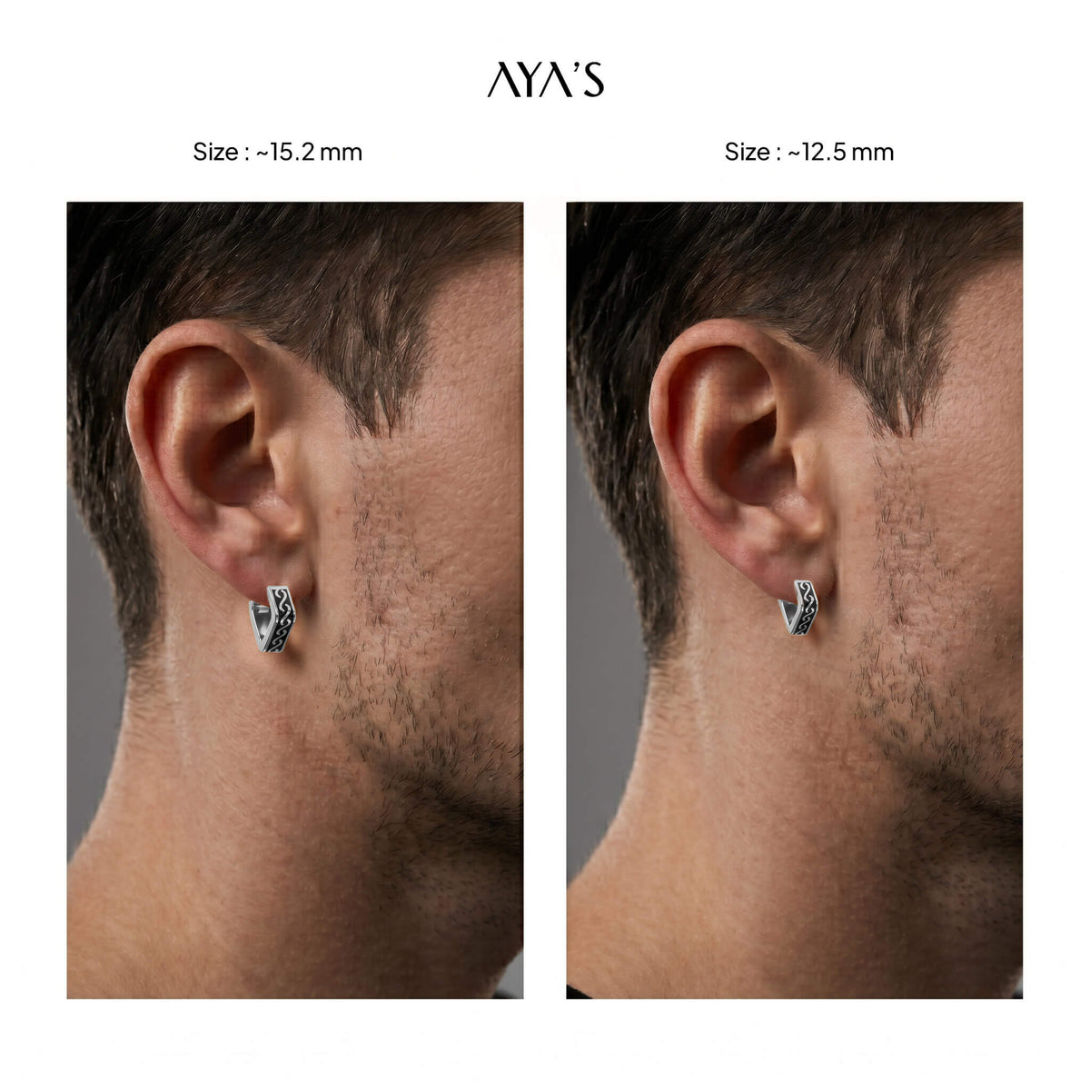 Kron Hoop Earring (Single Piece) | 925 Sterling Silver, Rhodium Plating & Glossy Finish