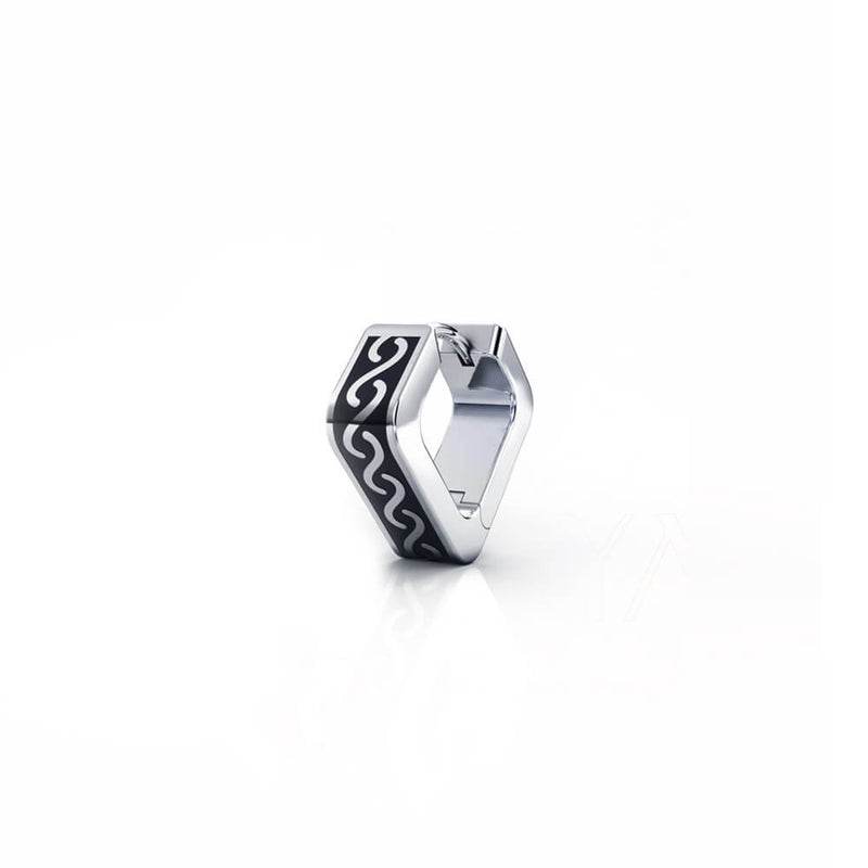 Kron Hoop Earring (Single Piece) | 925 Sterling Silver, Rhodium Plating & Glossy Finish