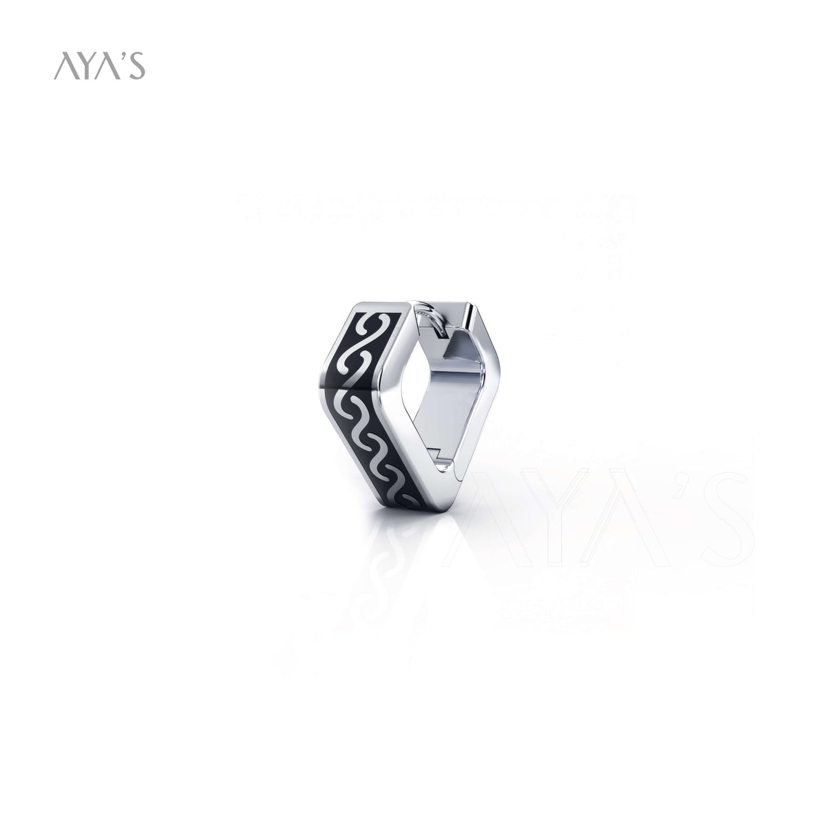 Kron Hoop Earring (Single Piece) | 925 Sterling Silver, Rhodium Plating & Glossy Finish